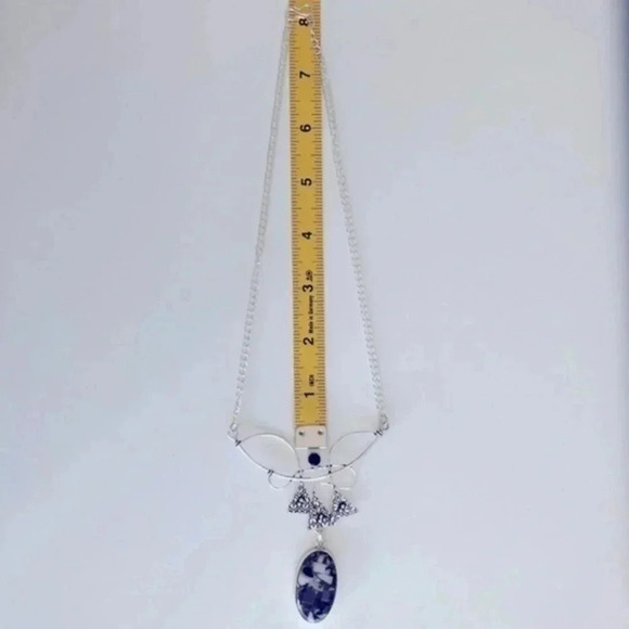 Copper White Buffalo Turquoise & Onyx 925 Sterling Silver Necklace NWT - Picture 5 of 7